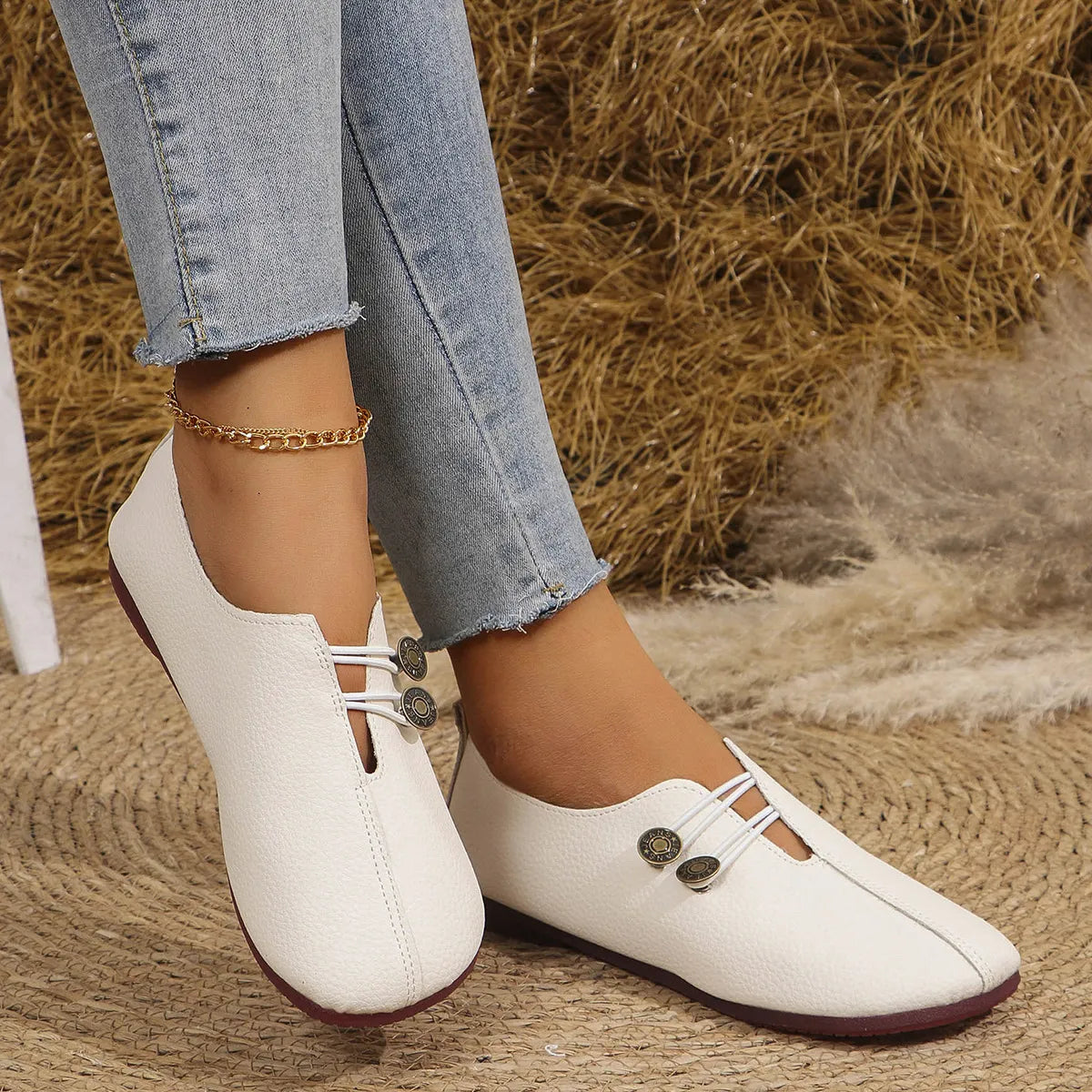 Women's leather soft-soled non-slip shoes