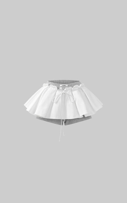 DANIEL PORTLAND™ I  Layered Mini Skirt with Contrast Drawstring Waist and Sporty Cotton Shorts