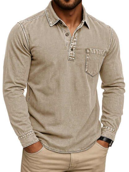 Noah™ I Vintage Stand Collar Polo Shirt